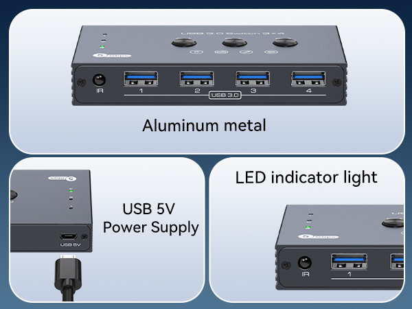 THXCDBID USB 3.0 Switch 3 Computers Sharing 4 USB-A Port