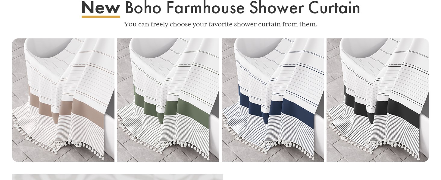 AmazerBath Boho Farmhouse Shower Curtain Set