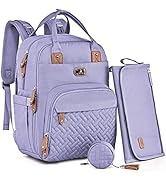 Dikaslon Diaper Bag Backpack with Portable Changing Pad, Pacifier Case and Stroller Straps, Large...