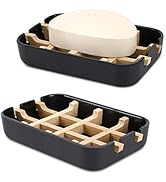 Fufengz Bamboo Wooden Soap Dishes for Bathroom Bar Soap Holder Sink Deck Bathtub Shower Tray (One...