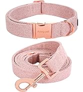 ARING PET Dog Collar and Leash-Cotton Pink Dog Collar Set, Adorable Wedding Girl Dog Collars Gift...
