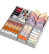 6 Pack Sock Underwear Drawer Organizer Dividers, 58 Cell Foldable Fabric Dresser Closet Organizer...