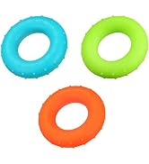 uxcell Hand Grip Strengtheners, 3 Level: 30/40/50Lbs Silicone Rings Fingers Forearms Exercise Gri...