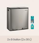 SONGMICS Trash Can, Double Compartment Garbage Can, Stainless Steel | 2 X 8 Gallon (2 x 30 L) for...