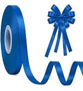 3/8In 30Yards Thin Royal Blue Ribbon for Gift Wrapping Graduation Party | Sleek Glossy, Wear Resi...