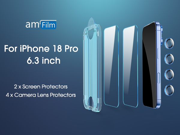 amFilm OneTouch Screen Protector for 18 Pro 6.3" Tempered Glass