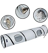 PetLike Cat Tunnel for Indoor Cats Collapsible Pop-up Pet Tube Peek Hole Hideaway Play Toys for C...