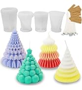Firstfooby 4Pcs Christmas Candle Molds, Silicone Candle Mold for Candle Making, Christmas Tree Mo...