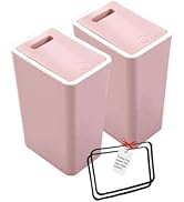 PHOJEWI Small Pink Trash Can for Bedroom, 2 Packs 2 Gallon Cute Trash Can with Lid Dog Proof Slim...