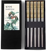 Hagary Dragon Chopsticks Metal Reusable Designed In Korea Japanese Style Stainless Steel 316 18/1...