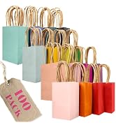 qiqee 100Pcs Mini Size Paper Gift Bags with Handles - 4.5