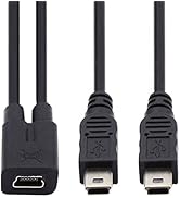 chenyang Mini USB Female 1 to 2 Mini USB Male Splitter Extension Charge Cable