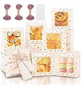 BEVOING 36 Pcs 6x6x3 Inches Christmas Cookie Boxes, White Bakery Boxes with Window Gold Foil Star...