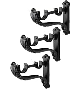 Tsnamay 3Pcs Double Curtain Rod Brackets Holders,Retro Wall Mount Brackets for Window Curtains Ro...