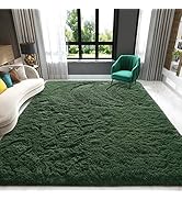 Zedrew Deep Green Area Rugs 4x6 Feet Rug for Bedroom Living Room, Cute Indoor Shaggy Carpets, Plu...