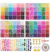 3524pcs Glass Beads Bracelet Making Kit, 4 Types 96 Colors 6mm Glass Beads for Bracelets, Round C...