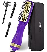 LURA Ionic Blow Dryer Brush for Black Women:24k Gold Hair Dryer Brush Blow Dryer Brush in One,Blo...
