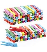 100pcs Colored Clothespins Wooden Heavy Duty Clothes Pins with Strength Spring - Wood Clips for C...