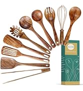 Natural Teak Wood Kitchen Utensils with Spatula and Ladle (10)
