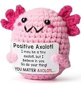 WEYON Gifts for Teen Girls, Handmade Positive Crochet Axolotl, for Women Coworker, Emotional Supp...