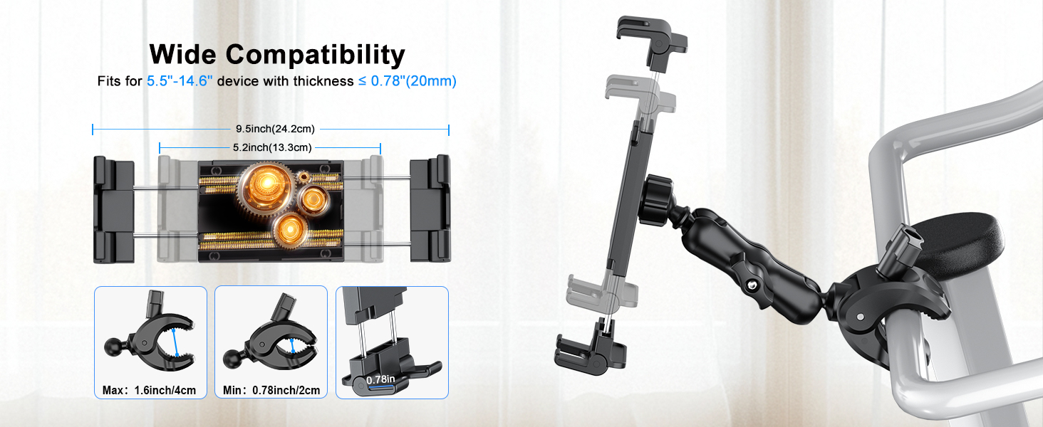 PLDHPRO Tablet Holder for Mic Stand, 360° Swivel iPad Music Stand Mount for Microphone with Clamp