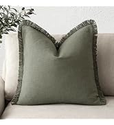 Foindtower Decorative Linen Fringe Throw Pillow Covers Cozy Boho Farmhouse Cushion Cover with Tas...