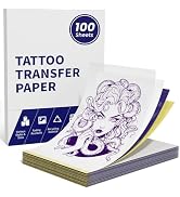 TATTMUSE Tattoo Transfer Paper, 100pcs A4 Size 8.26" x 11.69", Thermal Stencil Paper, 4 Layers Tr...