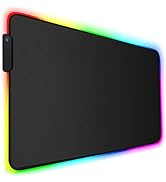 RGB Gaming Mouse Pad, Soft Oversized Glowing Extended LED Keyboard Desk Mat with Durable Stitched...