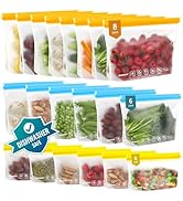 IDEATECH 20Pack Reusable Bags Dishwasher Safe, Leakproof Reusable Freezer Bags, BPA Free Healthy ...