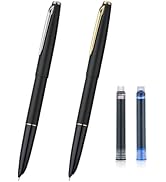 2PCS Jinhao 911 Fountain Pen Extra Fine Nib, Matte Black with Gold & Silver Trim, Lightweight and...