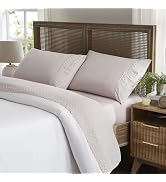 Weenmee Soft Microfiber Eyelet Lace Embroidery 4 Piece Sheet Set - Luxurious Microfiber Bed Sheet...