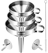 ANAEAT 3 Pack Stainless Steel Kitchen Funnel Set, Multi-Use Premium Metal Food Grade Cooking Funn...