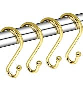 Metal Shower Curtain Hooks, Set of 12, Rust Proof Shower Curtain Hooks Rings, Durable S Shaped Ho...