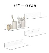 Hexsonhoma Sezanrpt 15 Inches Clear Acrylic Shelves, Wall Mounted Shelves for Bedroom, Wall Displ...