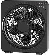 PNTCK 13" Box Fan with 3 Speeds, 5 Blades, Powerful Desk Fan with Touch Control, 15h Timer, Porta...