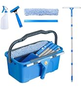 Professional Window Cleaning Kit with 76" Pole,Bucket 3 Gallon,Streak-Free | Includes14"Silicone ...