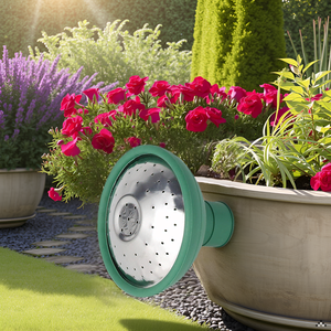 A lush, vibrant garden filled with blooming flowers and thriving plants, creating a serene backdrop