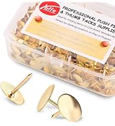 Yalis Thumb Tacks 500-count, 3/8-inch Steel Roundness Push Pins Office Tacks for Corkboard (Gold)