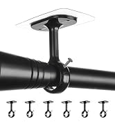 No Drilling Ceiling Curtain Rod Holder, 6-Pack Adhesive Adjustable Curtain Rod Brackets, Heavy Du...