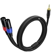 3.5mm TRS to 2 XLR Cable 6.6 FT, Unbalanced 1/8 TRS Male to Dual XLR Male, Y Splitter Aux to Dual...
