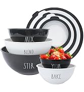 Rae Dunn Mixing Bowls with Lids - 10 Piece Plastic Nesting Bowls Set includes 5 Prep Bowls and 5 ...