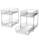 VegStow 2 Tier Bathroom Storage Organizer, 2 Pack Clear Under Sink Organizers, Cabinet Drawer Bin...