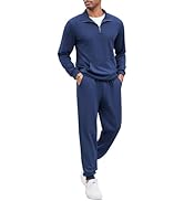 COOFANDY Men's Tracksuit 2 Piece Quarter Zip Sweatsuit Sets Casual Athletic Running Jogging Suits