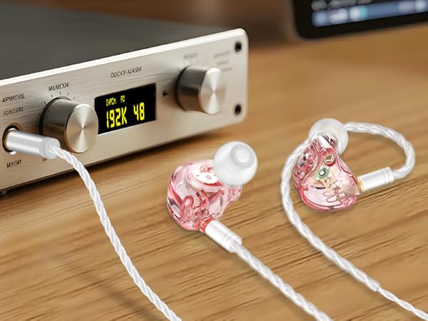 Vibes 202 Pink Wired Earbuds - HiFi in Ear Monitor Headphones