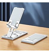 ULIKTO Foldable Cell Phone Stand Height Angle Adjustable Aluminum Desktop Phone Holder Cradle Doc...