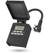 BN-LINK 7 Day Outdoor Heavy Duty Digital Programmable Timer, Outdoor Timer Outlet Waterproof, 2 G...