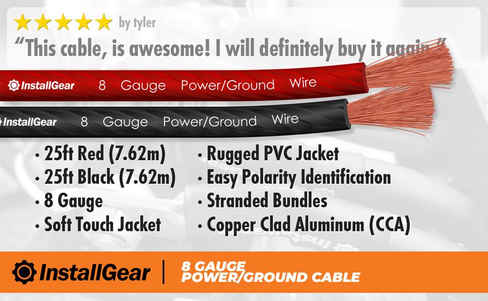 8 gauge power ground wire