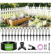 Thiswing 100 FT 360° Adjustable Irrigation System for Garden with Stake Holders – 1/4" Tubing, 16...
