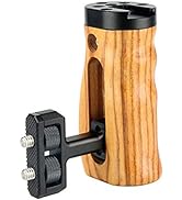 NICEYRIG Universal Side Wooden Handle Handgrip with Cold Shoe for DSLR Camera Cage