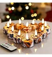 Eywamage Flameless LED Tealights with Remote Set of 12, Cool Pattern Battery Tea Votive Candles H...